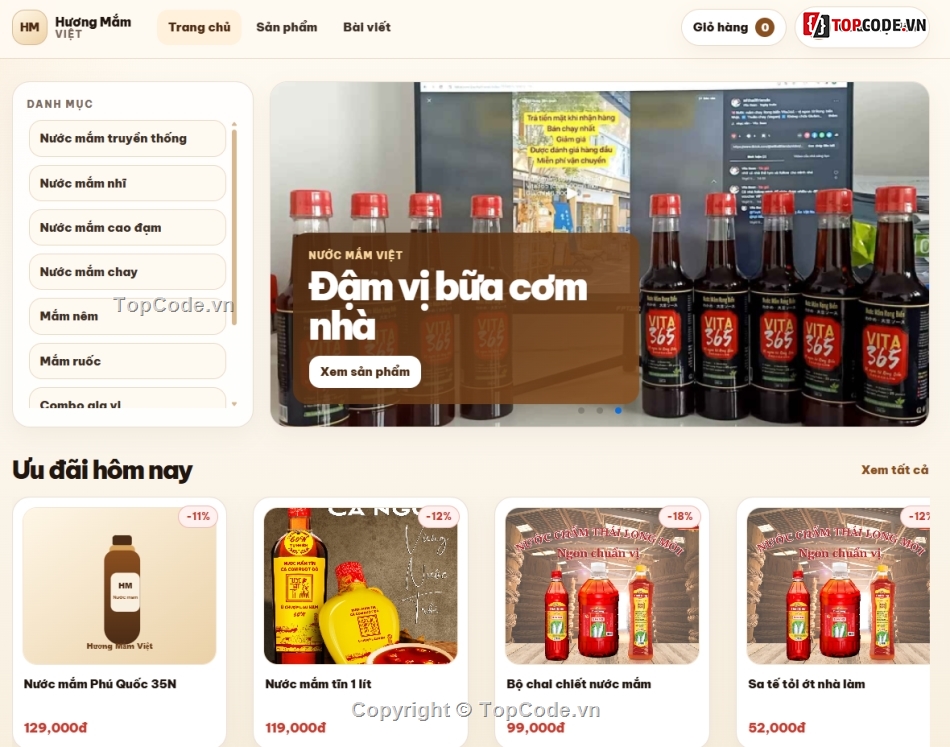 web bán nước mắm,web nước mắm,code bán hàng